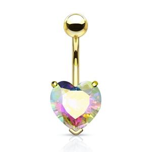 Aurora Borealis Effect Heart Crystal Navel…
